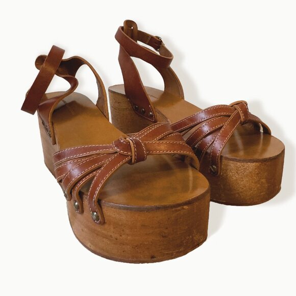 Isabel Marant Etoile Zia Leather Wooden Platform Wedge (38) - Picture 3 of 6